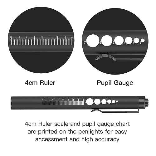SEVENKA 2 Rechargeable Pen Lights with Pupil Gauge & Ruler, LED Penlights for Nurses Doctors, USB-C Rechargeable, Warm/White Light, Pocket Clip, Penlight Flashlights for Nursing Student