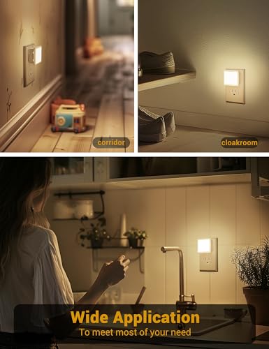 JandCase Warm White 2-Pack Plug-in Night Lights Dusk-to-Dawn Sensor