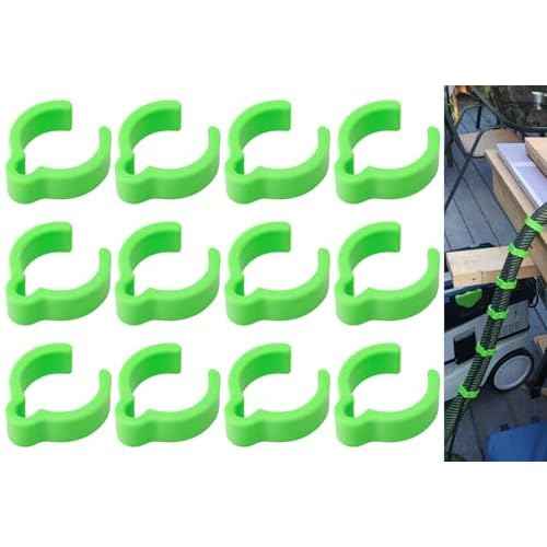 12 Pack Coiled Hose Clips Compatible with Festool Sander & Dust Extractor, Dust Hose Clips for Festool 27mm Vacuum Hoses - Green