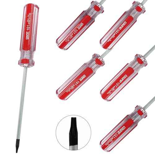 6 Pc Security Torx Screwdriver Set with Magnetic Tip, T4 T5 T6 T7 T8 T9 Cr-V Steel Screwdriver for Repairing and DIY, 3 Inch Working Length with Red Insulated PVC Handle