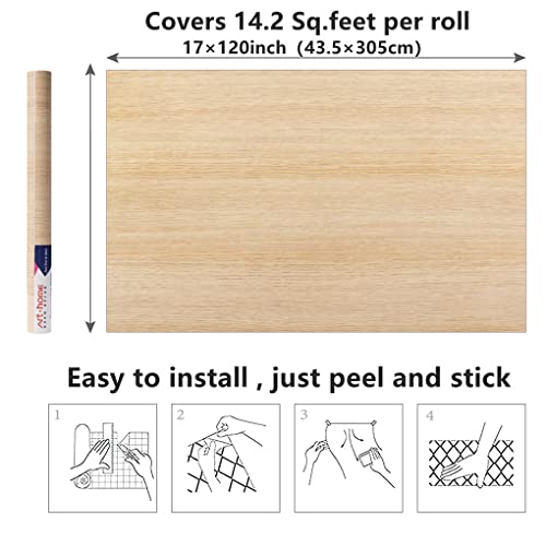 Arthome Peel and Stick Oak Wood Contact Paper 16.5"x120" Self-Adhesive Wall Covering
