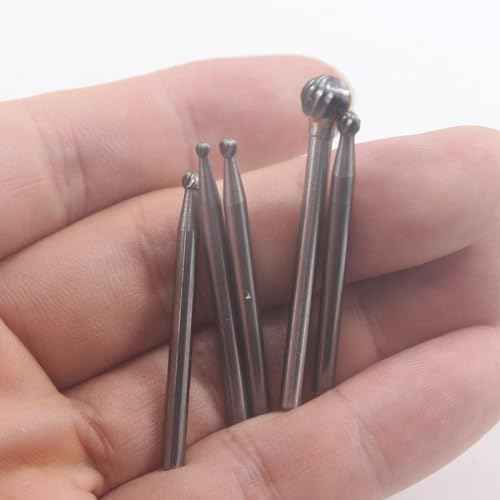 Luo ke 5 Pcs Carbide Ball Burs, 1/8'' Shank Assorted Sizes Tungsten Carbide Ball Shape Cutting Burr for Rotary Tools (1.5/2.0/2.5/3.0/6)