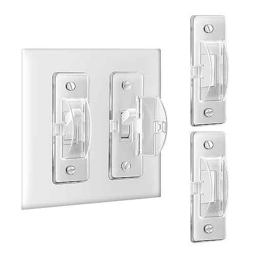 Roxiuc 2 Pack Clear Light Switch Guard - Child Proof, Double Buckle, Dimmer Compatible, Indoor/Outdoor, 2 Count, 3.5 x 1 inches