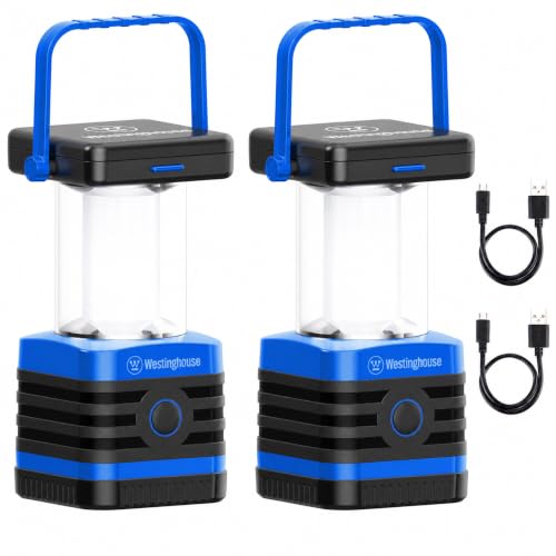 Westinghouse Solar Rechargeable Camping Lantern - 1000 Lumen LED, IPX4 Water-Resistant, 5 Modes, USB-C & Solar Power