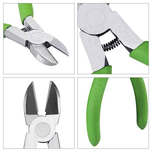 Precision Diagonal Cutting Pliers 4-Inch Wire Cutters Diagonal Side Cutters Small Wire Flush Cutters Spring Loaded Wire Snips for Jewelry Making Cutting Plastic Cable Ties