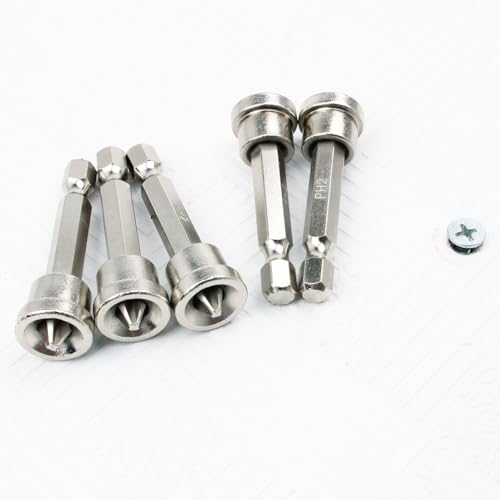 AUTOTOOLHOME 6pcs Drywall Screw Bit Magnetic Drywall Screw Setter Driver Bits for Plasterboard with 2" Quick Change Drill Bit Holder Positioning Bits Batch Head