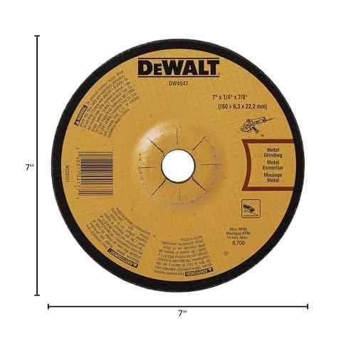 DEWALT DW4547 7-Inch by 1/4-Inch High Performance Fast Metal Grinding Wheel, 7/8-Inch Arbor