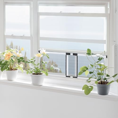 Flyzzz Adjustable Sliding Window Screen 2-Way Aluminum Frame Expandable Fit Windows