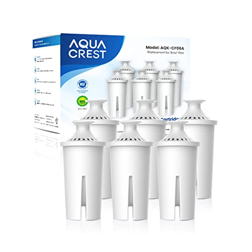 AQUA CREST 6-Pack Water Filter Replacement for Brita Pitchers & Dispensers - NSF Certified