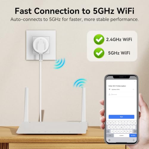EIGHTREE 5GHz WiFi Smart Plug 15A - 4 Pack, Compatible with Alexa & Google
