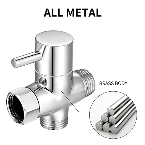 Mathtoxyz Chrome Finish G1/2" 3-Way Shower Diverter Valve for Handheld & Fixed Showerheads