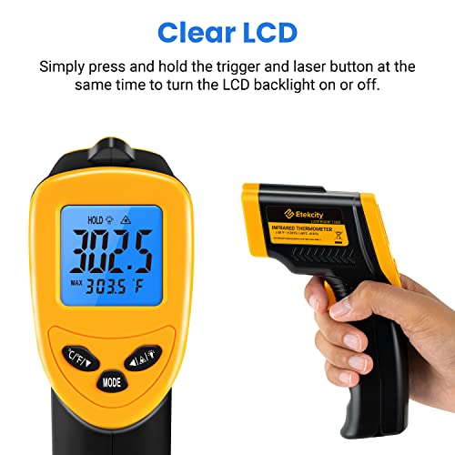 Etekcity Infrared Thermometer Temperature Gun 1080, -58°F to 1130°F for Meat Food Pizza Oven Griddle Accessories, Heat Gun for Cooking, Kitchen, Fridge, Reptile,BBQ