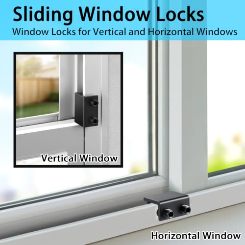 ZRFCXE 4 Pack Black Window Locks for Horizontal & Vertical Sliding Windows