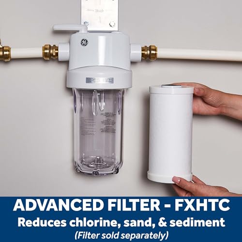 GE Whole House Water Filtration System GXWH40L - 7.90 x 8.40 x 16.40 in, Sediment & Rust Reduction, Includes Install Kit & Filters