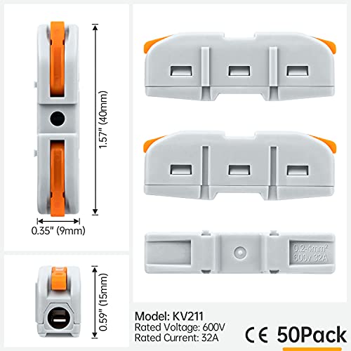 GKEEMARS 50 Pcs Lever Wire Connectors for Electrical Wiring 24-12 AWG