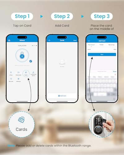 Veise VK01 RFID Key Fobs 13.56MHz for Smart Locks, 3 Pack