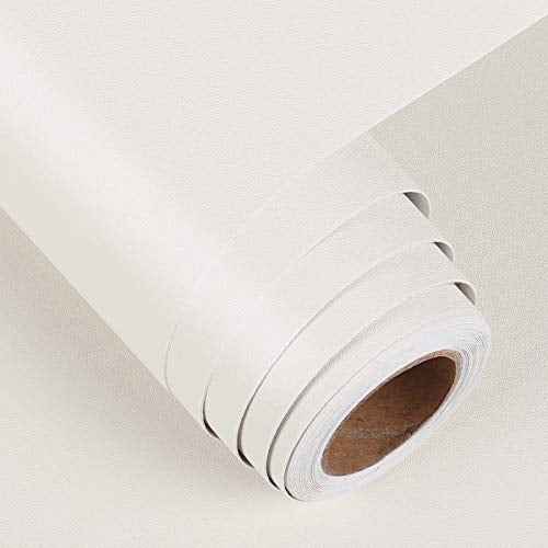 FunStick Thick Off White Wallpaper Peel and Stick for Bedroom Kitchen Cabinets Matte White Contact Paper Waterproof Self Adhesive White Wall Paper Sticker Pull and Stick for Walls Shelves 15.8"x78.8"