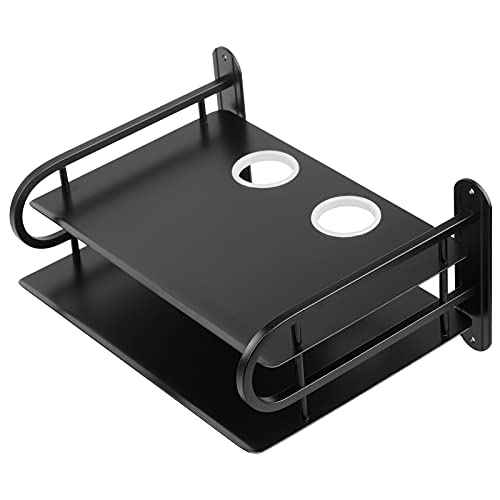 Z-Color Black Metal Double Wireless WiFi Router Storage Box/TV Set Box Shelf Wall Hanging Plug Board Bracket Cable Storage Organizer (Small)