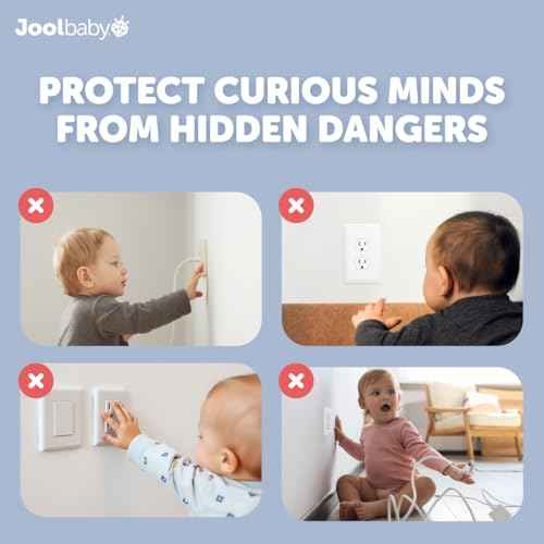 Jool Baby Outlet Covers (32 Pack) for Child Safety - Easy Adult Removal, Plug Protectors for Baby Proofing Electric Sockets - Transparent Design