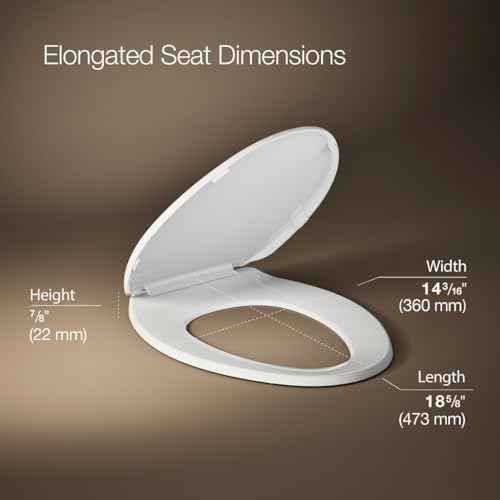 KOHLER 20110-0 Brevia, Slow Close Toilet Seat, Elongated Toilet Seat, Grip-Tight Bumpers Quick-Attach Hardware, White