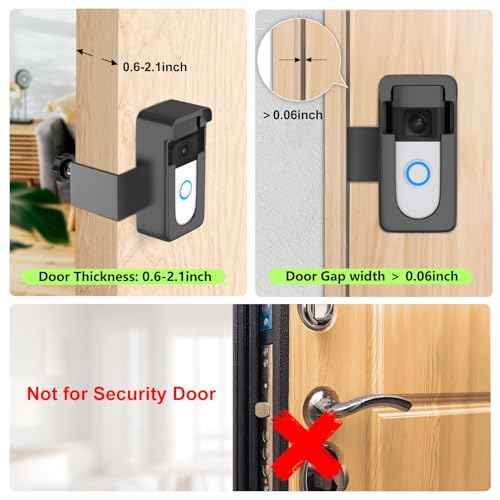 Anti-Theft Doorbell Camera Mount Compatible with Ring Battery Doorbell 2nd Gen (2020/2024 Release), 1/2/3 Plus/3/4/Battery Doorbell Plus/Pro, No Drill Camera Door Mount Holder for Houses, Rentals