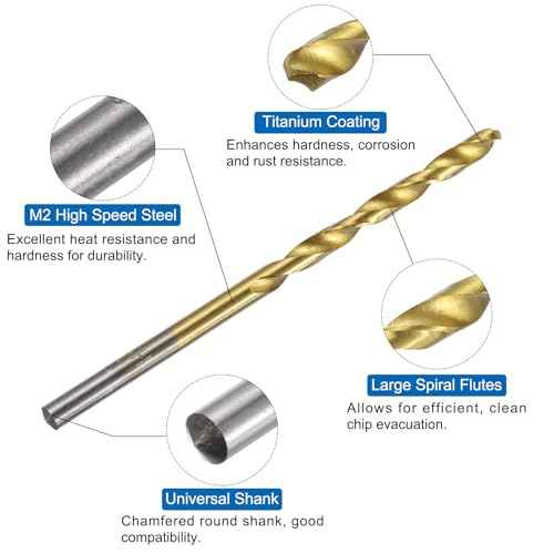 uxcell Metric Tap & Drill Bit Set, 2pcs M5 x 0.8 Straight Flute Thread Taps and 2pcs 4.2mm Twist Drill Bits Titanium Coated, HSS6542 Screw Tapping Threading Tools