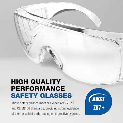 Visitor Clear Safety Glasses for Men/Women | ANSI Certified Eye Protection Glasses and Protective Eyewear | Anti-Scratch Coating and Wrap Around One-Piece Design Work Glasses - 1 Pair