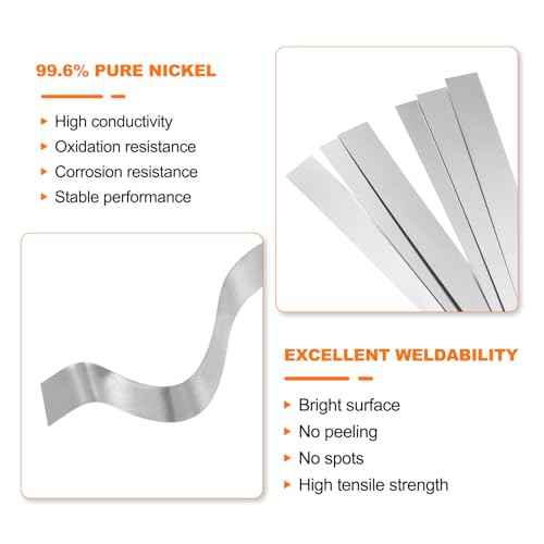 HARFINGTON 100pcs Pure Nickel Strip 0.1 x 5 x 100mm 99.6% Nickel Solid Pure Nickel Strips for Lithium Battery Packs Car Nickel Solder Tap for Cell Battery Pack Spot Welding and Soldering