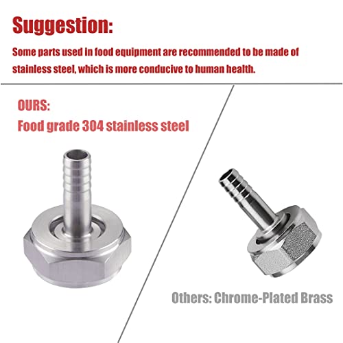 LitKiwi 2Pcs 5/8 G BSP to 1/4 Barb Fittings Stainless Steel Keg Coupler Connector