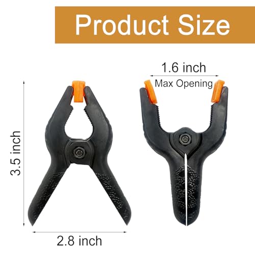 30 Pcs 3.5 Inch Plastic Spring Clamps, Black Heavy Duty Clips, Small Spring Clamps for Backdrop Stand, Crafts, Photography, Woodworking, Home Projects, Banner, Balloon Arch, Clamp with Flexible Pads