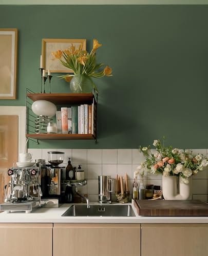 Dimoon Dark Green Peel and Stick Wallpaper Contact Paper 17.7" x 118" - Eco-Friendly Self-Adhesive Wall Covering for Kitchen Cabinets & Walls