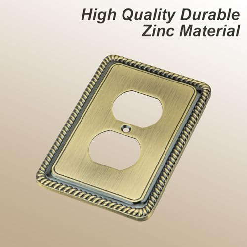 Henne Bery Single Duplex Antique Brass Wall Plate - 2 Pack Decorative Switch Cover