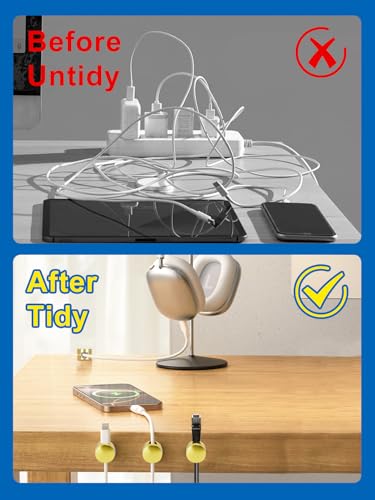 3 Pack Upgraded Cord Management Clips with Extra-Large Adhesive for Desk & Wall