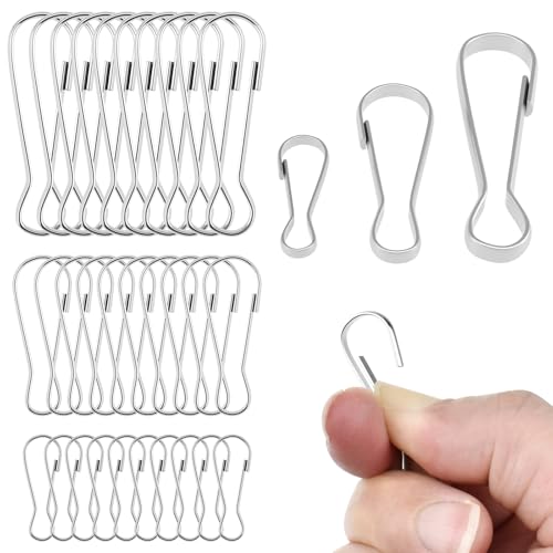 60pcs Metal Spring Hook Buckles Nickel Plated for Hanging, Zippers, Keychains