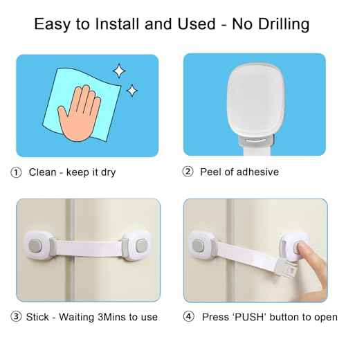 Fursafe&Q Baby Cabinet Locks, Child Safety Cabinet Proofing -Child Safety Strap Locks Adhesive Drawer Fridge Ovens Door Toilet Latches No Drill Multi-Purpose for Furniture Kitchen Lock (Grey, 2Pack)