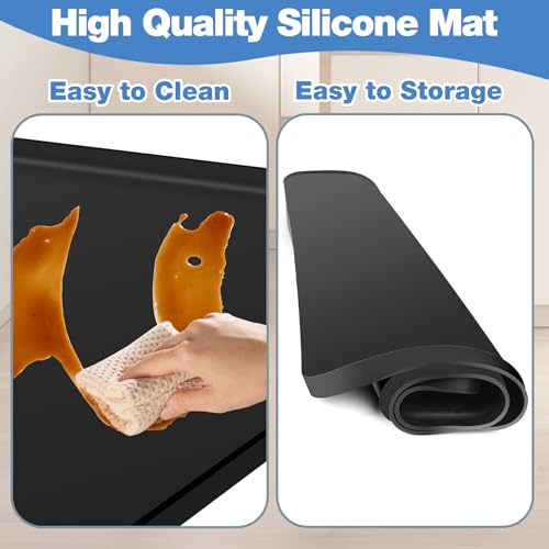 ToLanbbt 20x20x0.6" Mini Fridge Mat with 4 base raisers, Black - Drip Tray & Floor Protector