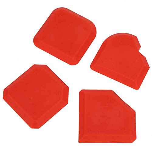 Sealant Scraper Cleaning Tool Kit, 4pcs/Set Caulk Finishing Tool Silicone Sealant Remover Smoother Finisher Scraper Cleaner Caulking Tool Kit for Kitchen Bathroom Window Floor Joint, Red