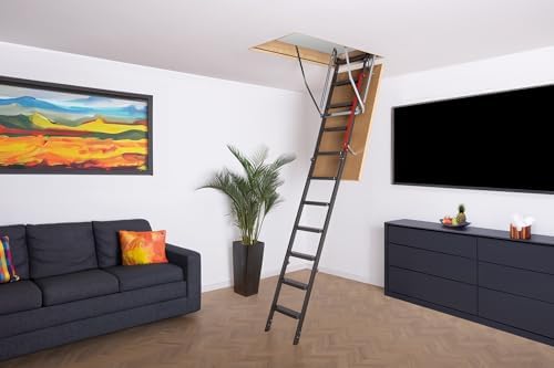 LME 7 ft. 10 in. to 10 ft. 2 in. Insulated Steel Attic Ladder, 22.5 in. x 54 in. with 400 lbs. Maximum Load Capacity