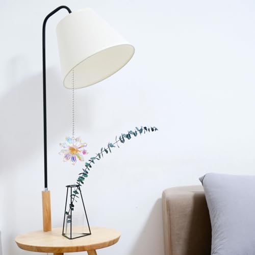 LEFERS Crystal AB Flower Ceiling Fan Pull Chain Set, 2x24in Pendant Extensions