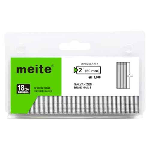 meite 18 Gauge Brad Nails, 2 Inch 18GA Brad Nails Galvanized Small Finishing Nail Gun Nails for Pneumatic, Electric Brad Nailer Gun (1,000 Counts)