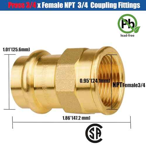 WHK 10 Pack 3/4" Press Propress x 3/4" NPT Female Adapter Fittings Pressure Cooper Conenct to Female NPT Pipe£¨Lead-Free brass)
