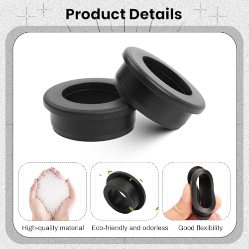 Sunkoo Black Rubber Grommets 1-1/4" Drill Hole, 7/8" Inner Diameter, 5 Pack