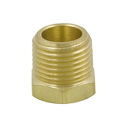 Legines Brass Pipe Fitting Hex Bushing 1/2" NPT Male to 3/8" NPT Female Adapter - Pack of 2