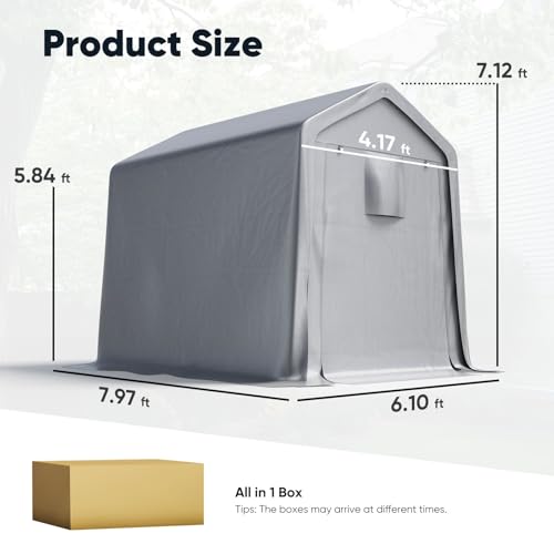 Quictent 6x8FT Waterproof Outdoor Storage Shed with Roll-up Doors & Ventilation