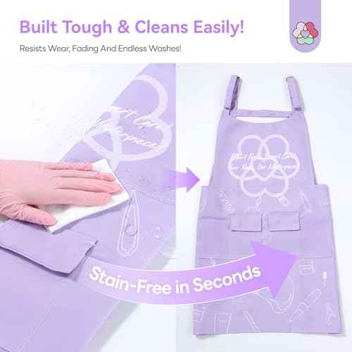 SAVILAND Advanced Nail Tech Apron: Waterproof with Multiple Pockets Stain-Resistant Professional Cosmetics Apron Adjustable Salon Aprons for Manicurist Technician Artist Women Cosmetology Smock
