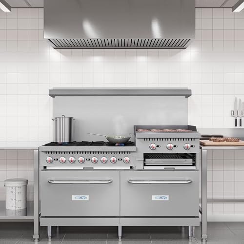 KoolMore KM-CRGB60-NG 60 in. 6 Burner Commercial Natural Gas Range with 24 in. Griddle and Broiler