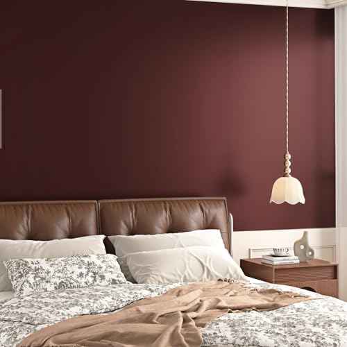 Luster Burgundy Peel and Stick Wallpaper Dark Red Contact Paper Self Adhesive Maroon Wallpaper for Bedroom Countertops Cabinets Renter Friendly Solid Color Vinyl Wall Paper 15.75"x78" Retro