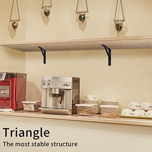 8 Pack Heavy Duty Wall Mount L Brackets Black 3.7"x6" - Strong Metal Floating Shelf Supports