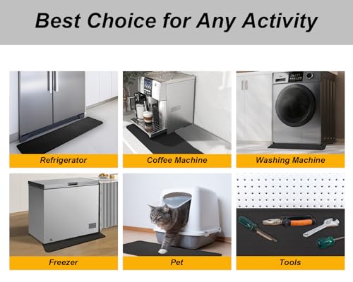 GMATCHUP 37.5" x 8.5" Refrigerator Mat, Drip Tray & Leak Protector, Black