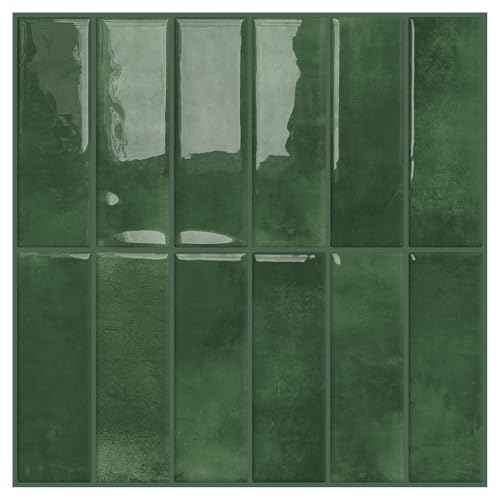 DEWOO 20-Sheet Peel and Stick Subway Backsplash Green Kitchen Bathroom Rectangle Self Adhesive Wall Tile Brick (12"¡¿12")